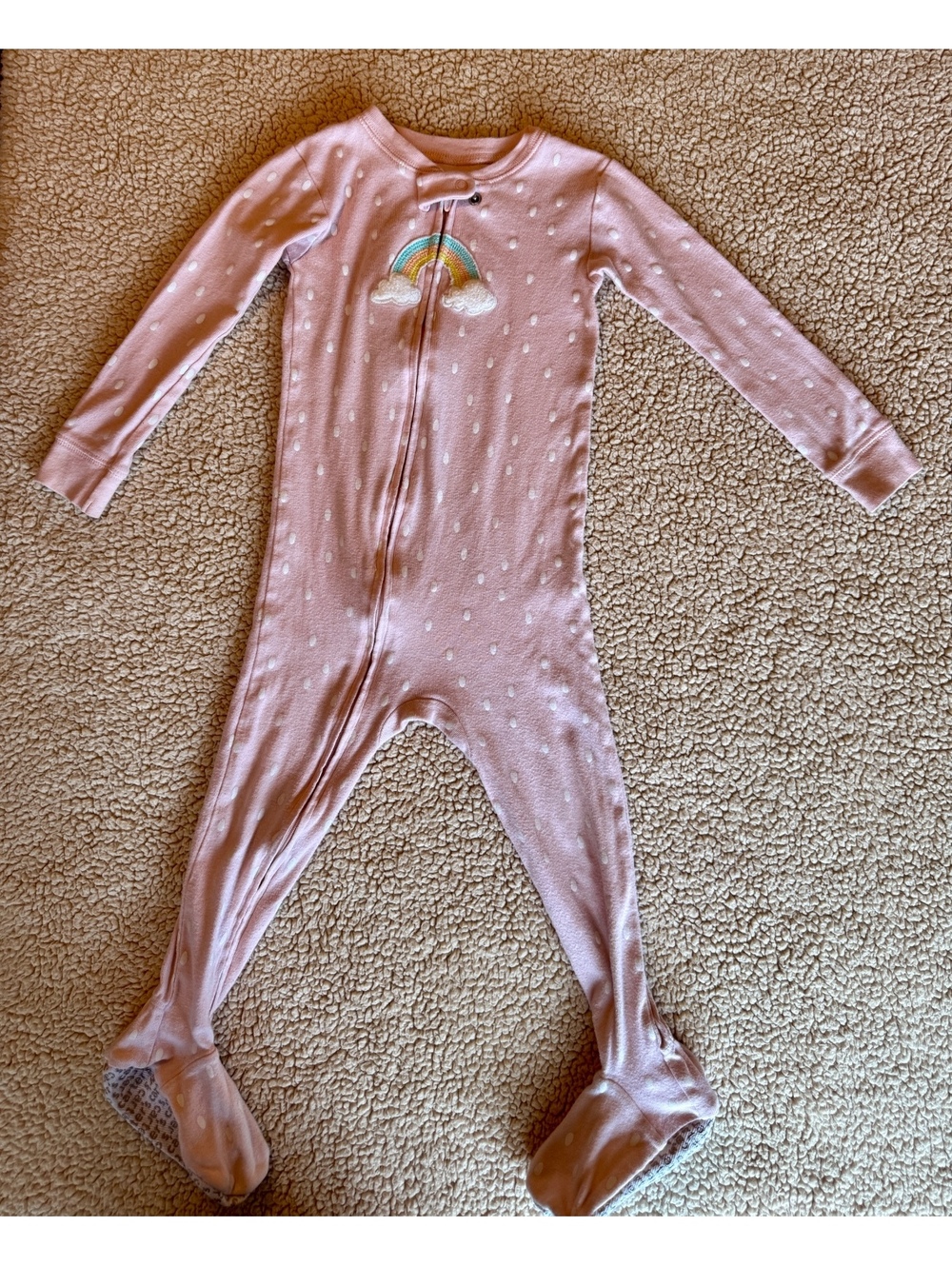 Carter’s Toddler Girls 2T Pink Rainbow Cloud Footed Zip Pajamas